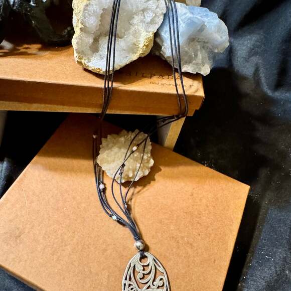 Silpada Sterling Silver Filigree Pendant Black Cotton Cord Necklace N1805 - Picture 4 of 4